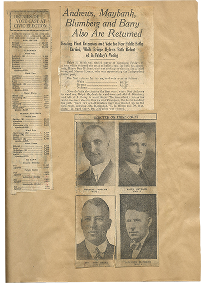 Newspaper clippings regarding the Ralph Maybank’s election as a city alderman