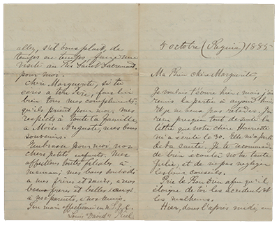 Letter from Louis Riel to his wife Marguerite written from prison in Regina
